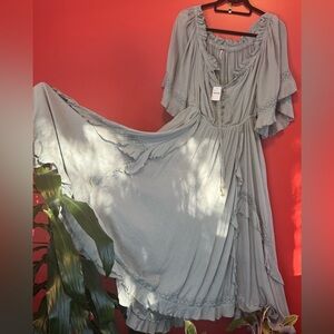 Free People Light Gray/Green Maxi Dress
